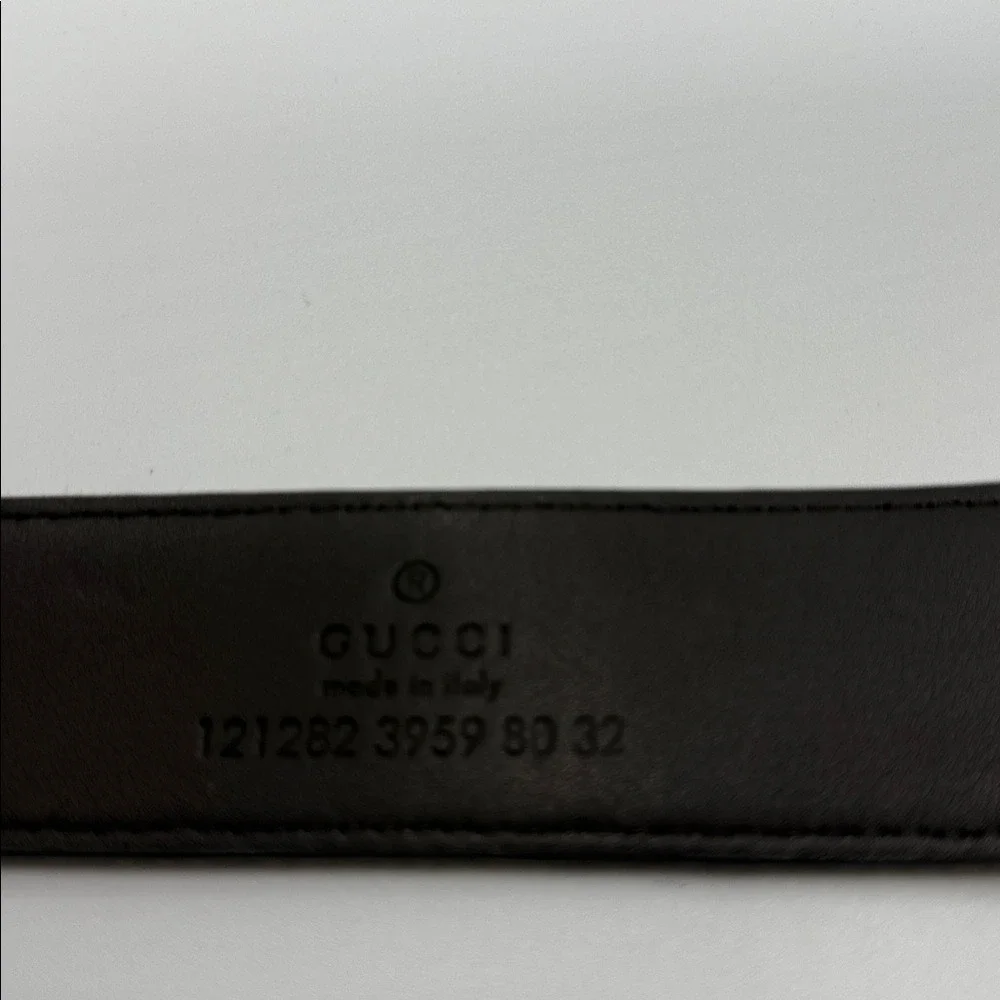Gucci GG Marmont Belt Beige Canvas Brown Leather Gold GG Buckle Women's SZ 80CM‎